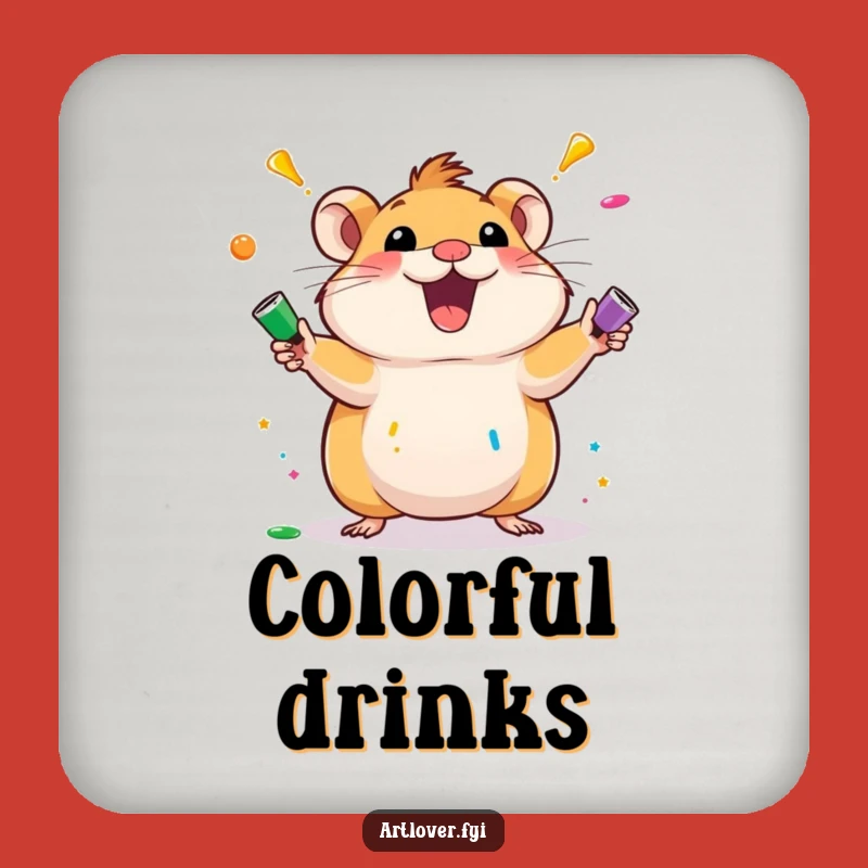 Funny Hamster Art Coasters: Juggling Drink Protection, Set of Humorous Gifts