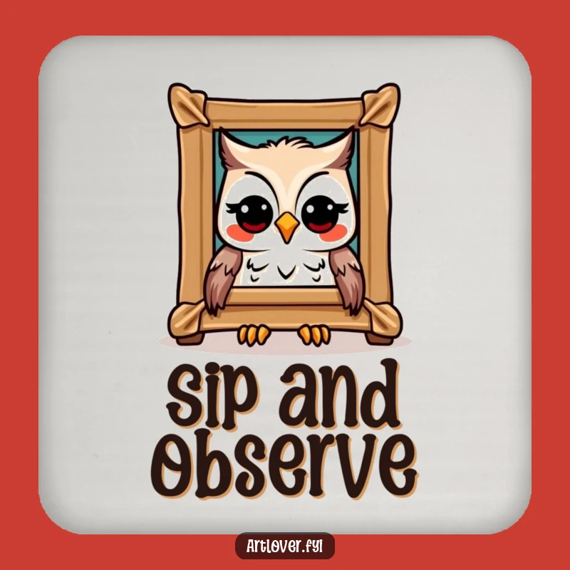Funny Owl Art Coaster Set: Masterpiece Protection, Unique Funny Gift