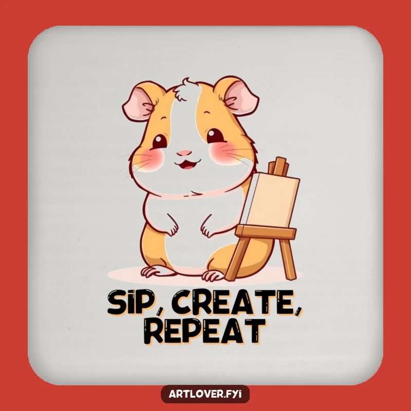 Funny Artist Guinea Pig Drink Coaster: Protect Surfaces with Artful Charm