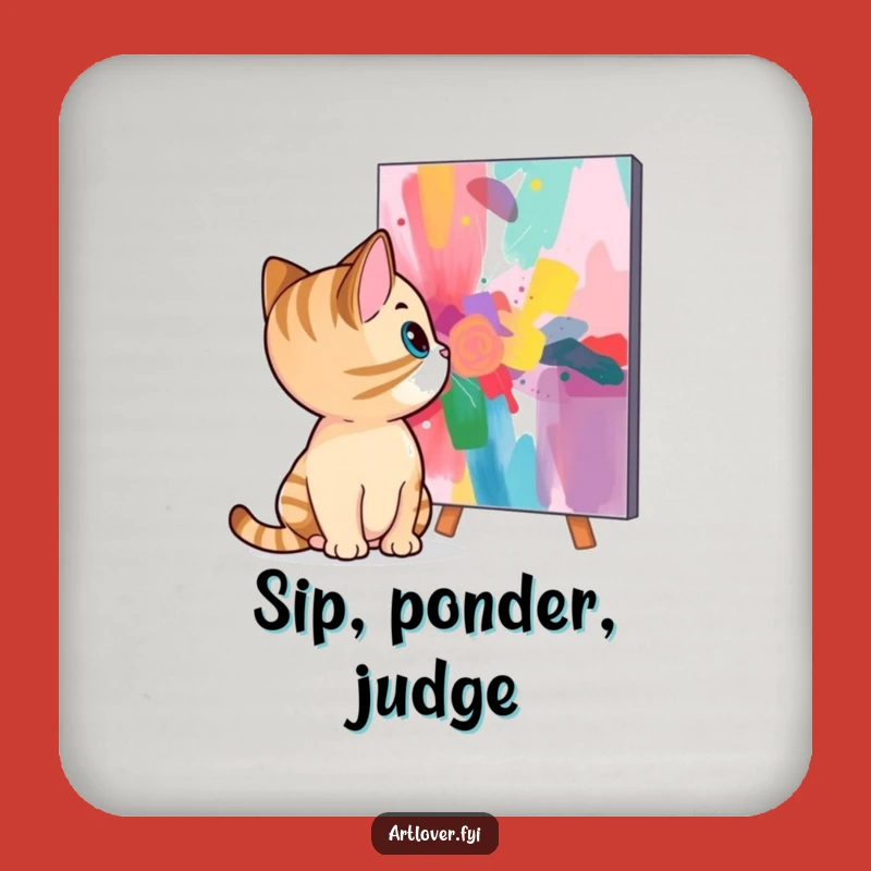 Funny Cat Abstract Art Coaster Set: Protect Surfaces with Artful Humor