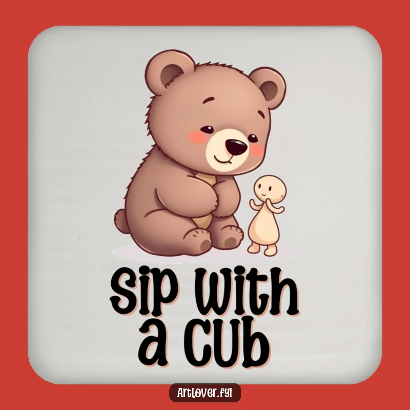 Funny Bear Cub Artist Drink Coasters: Protect Surfaces with Cute Charm!