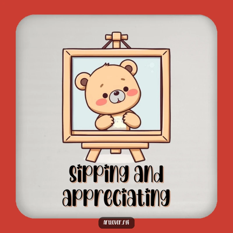 Funny Bear Cub Art Coaster: Protect Surfaces with Artistic Sighs, Humorous Home Decor Gift