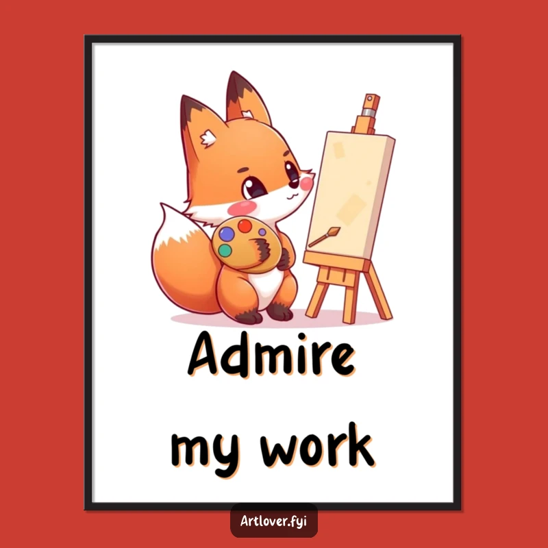 Funny Artist Fox Poster: Creative Palette Art - Great Gift!