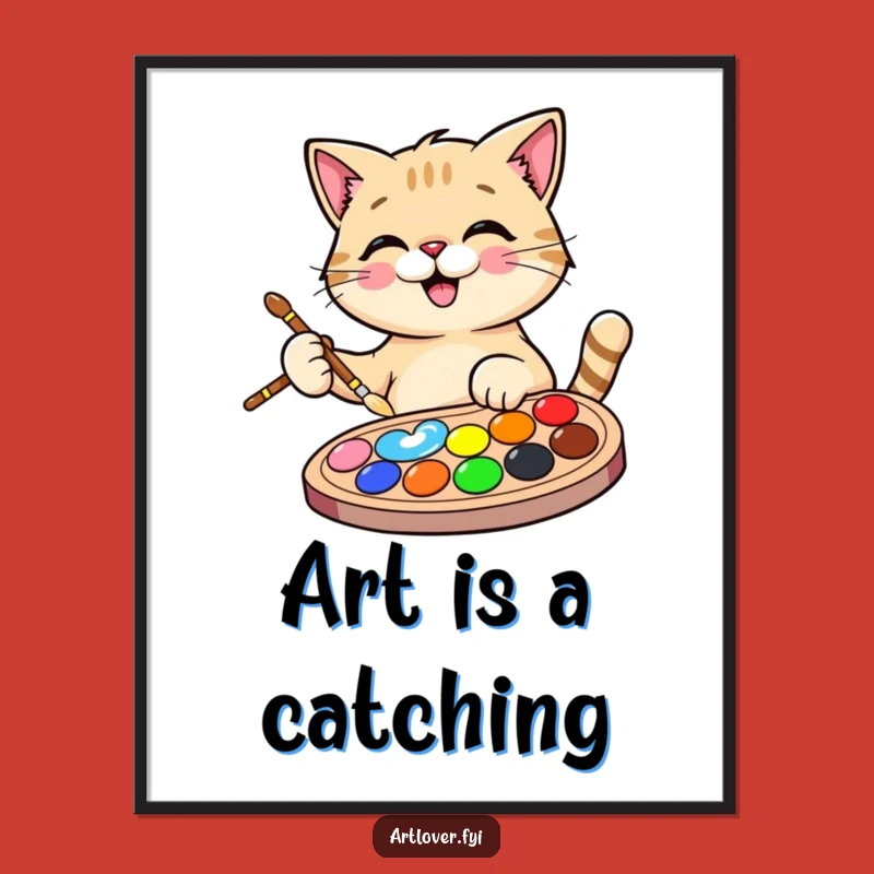 Funny Cat Artist Poster: Happy Painter Kitty, a Hilarious Wall Art Gift!