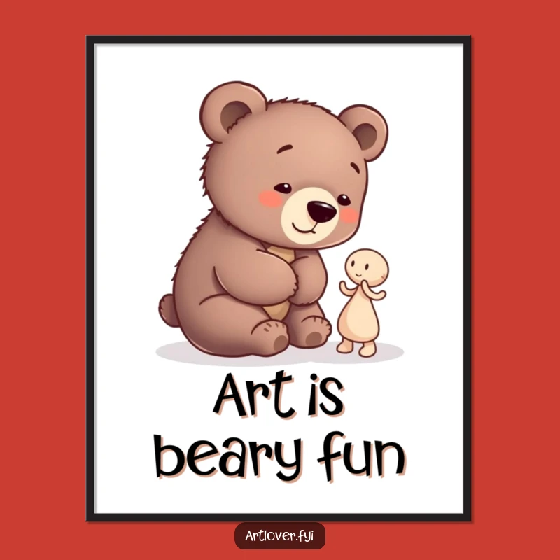 Funny Bear Cub Artist Poster: Decorate with Adorable Art Appreciation!