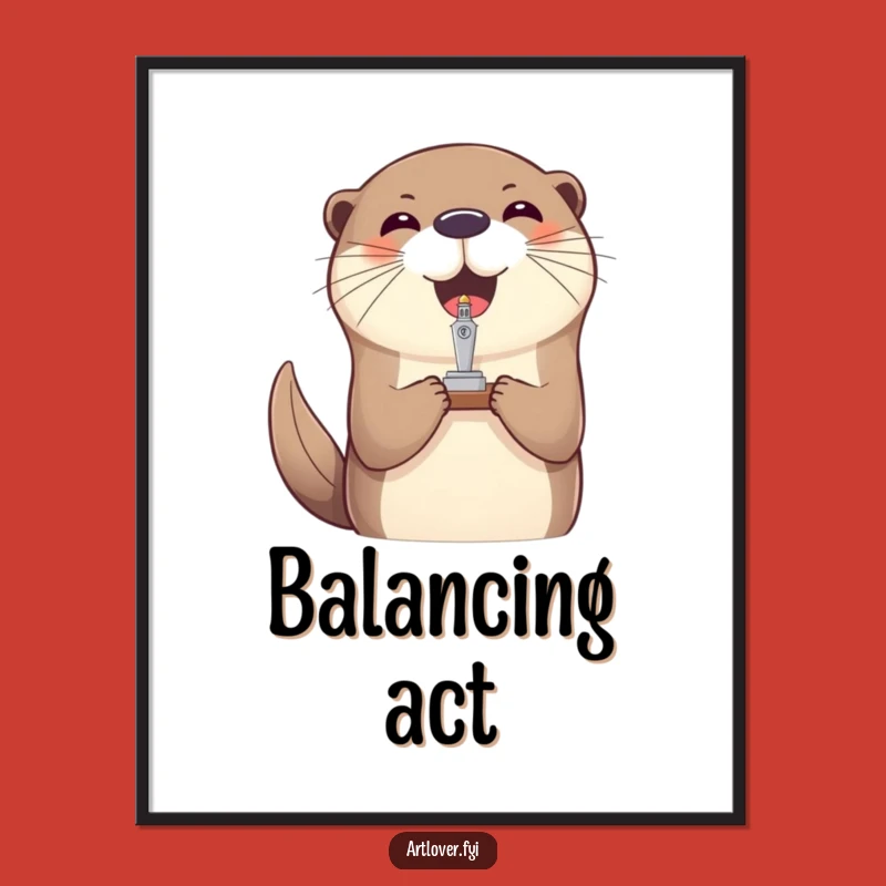 Funny Otter Balancing Poster: Joyful Art for Whimsical Spaces
