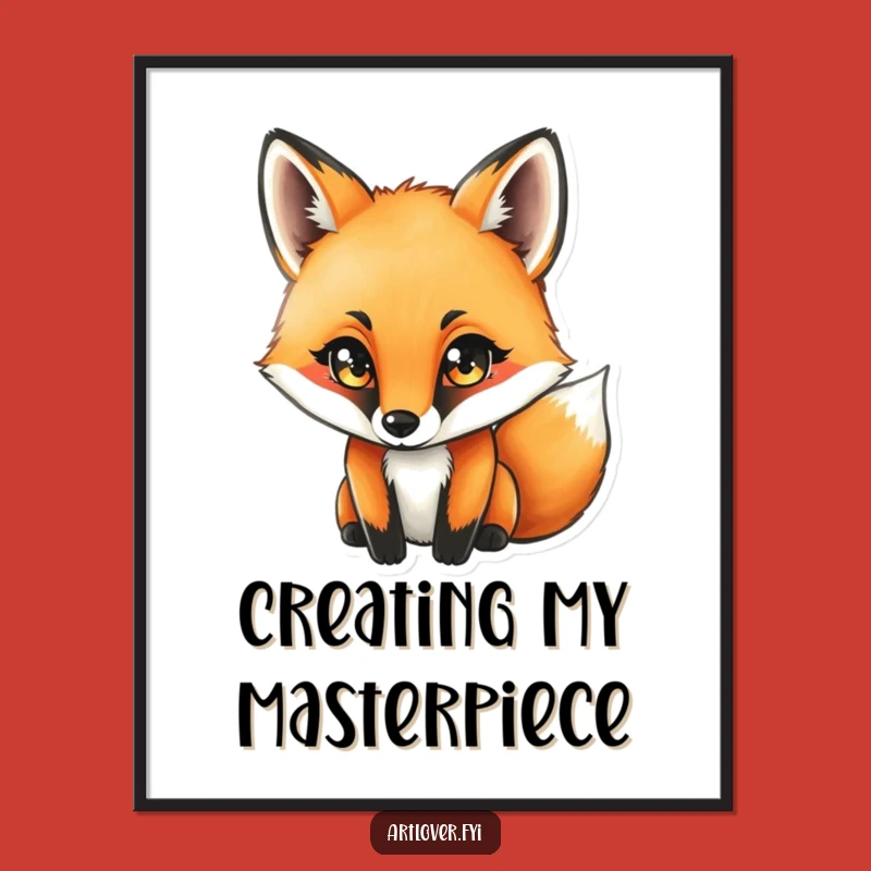Funny Fox Drawing Poster: Concentrated Artist Wall Art - A Creative Gift