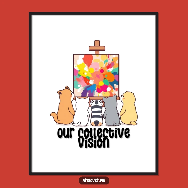 Funny Animal Art Poster: Admiring Abstract Painting - A Creative Gift