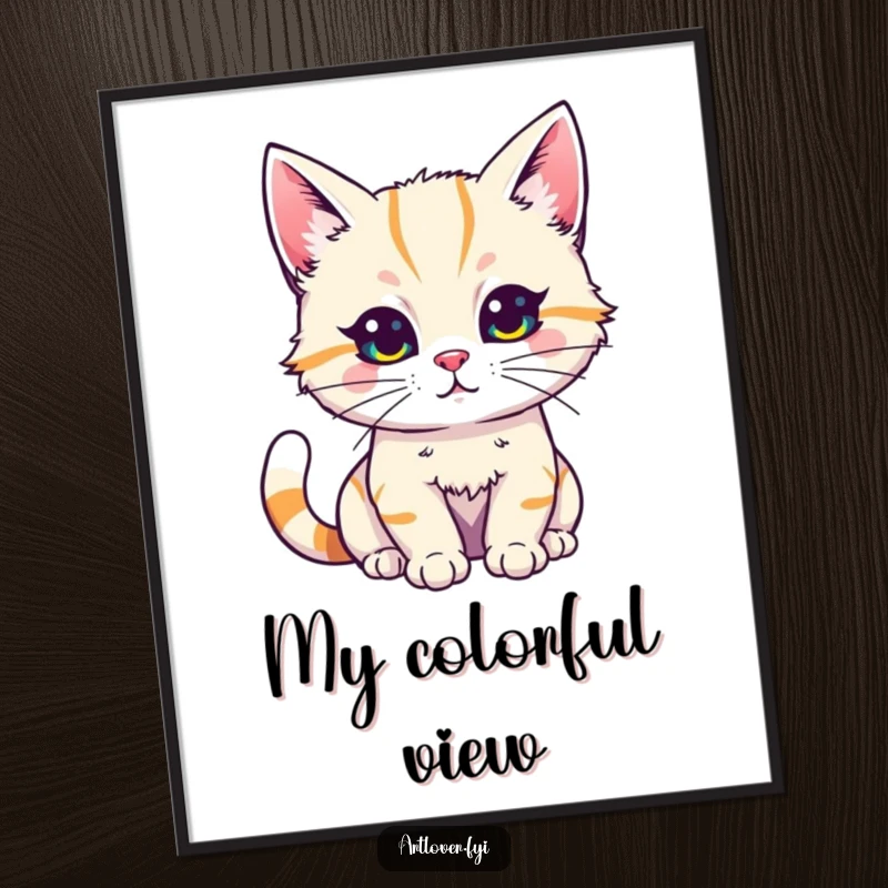 Funny Cat Artist Poster of a cat enthusiastically painting with bright colors, great for wall art and as a funny gift.
