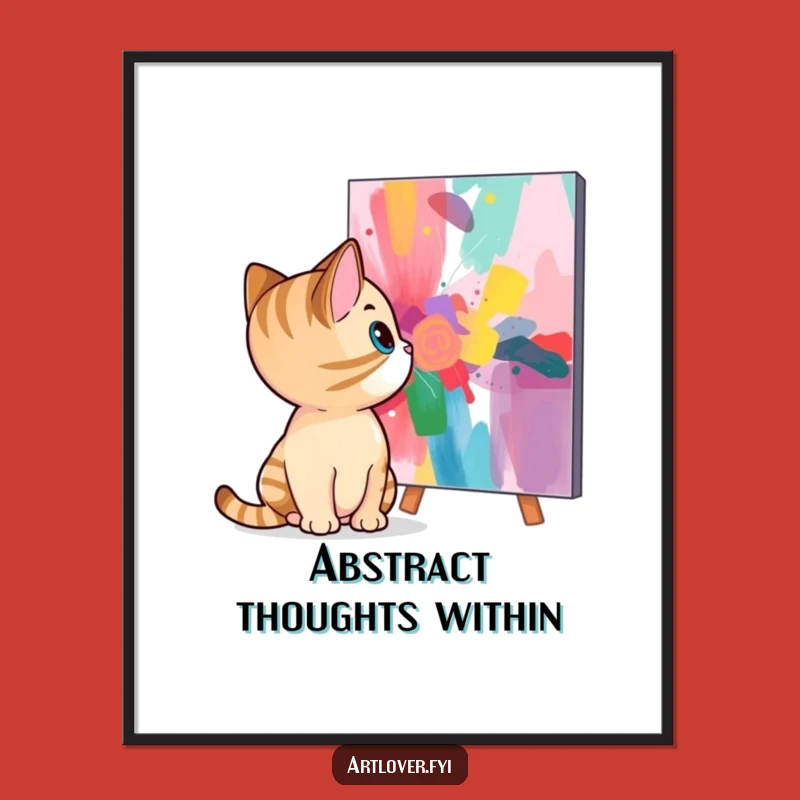 Funny Curious Cat Abstract Art Poster: Wall Decor for Art Lovers