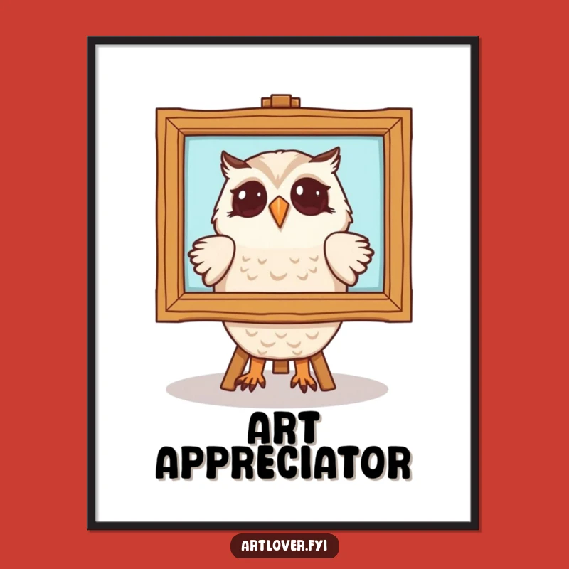 Funny Owl Art Poster: Admiring Painting Decor, Ideal Humorous Gift