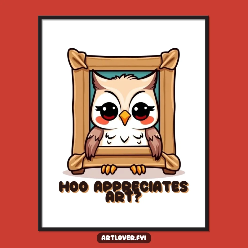 Funny Owl Art Poster: Joyful Admirer Art, Whimsical Funny Gift for Walls