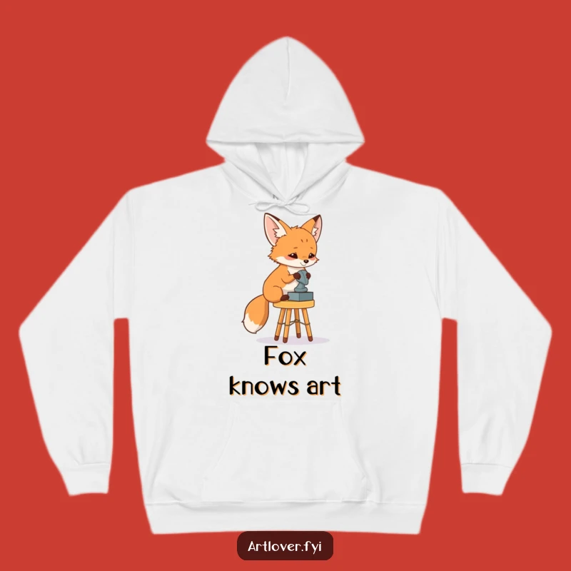 Cozy Funny Fox Art Critic Hoodie: Stay Warm While You Ponder!