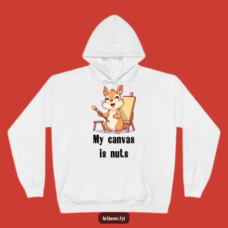 Cozy Funny Squirrel Artist Hoodie: Delighted Painter Vibes, Warm & Humorous Gift