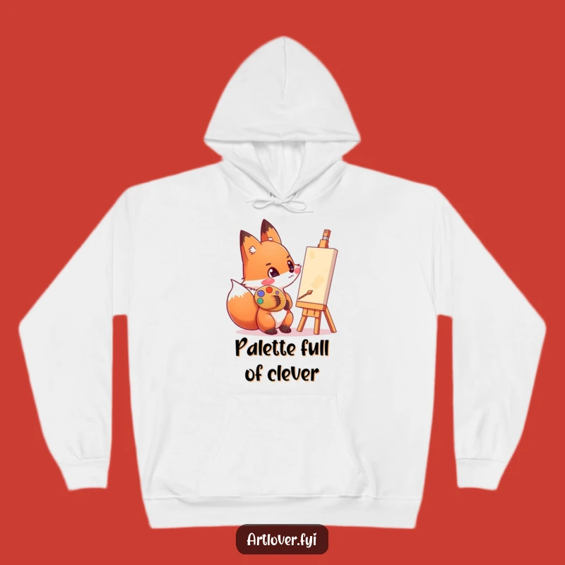 Funny Artist Fox Hoodie: Cozy Palette Comfort - Ideal Gift!