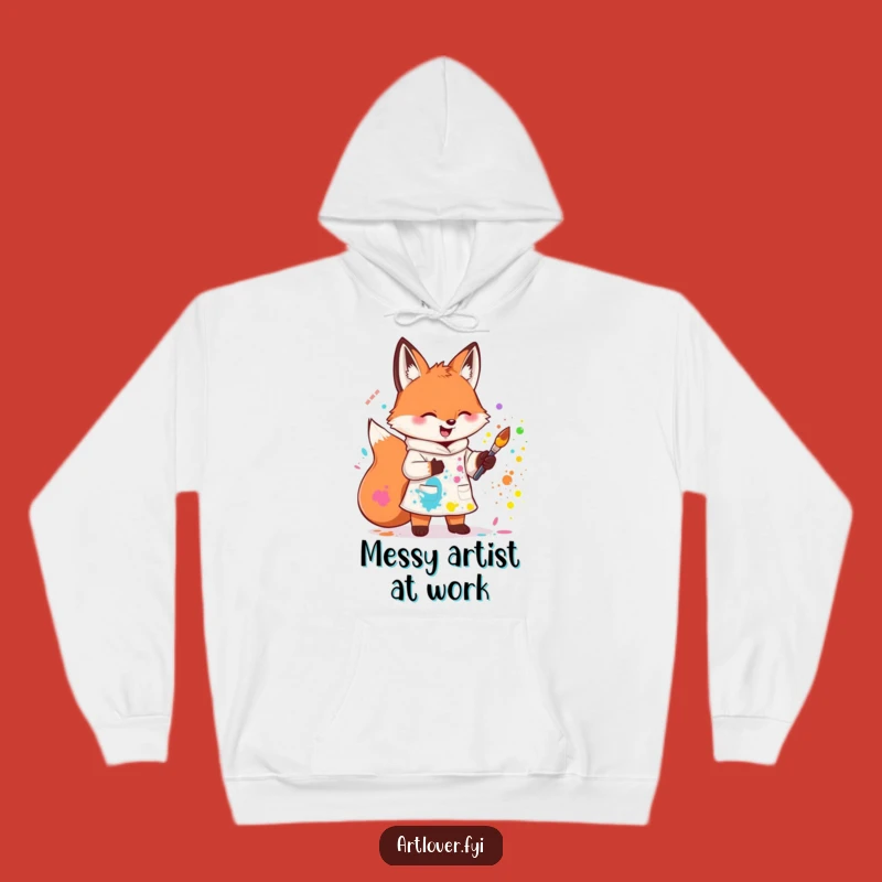 Cozy Funny Fox Artist Smock Hoodie: Stay Warm While You Create