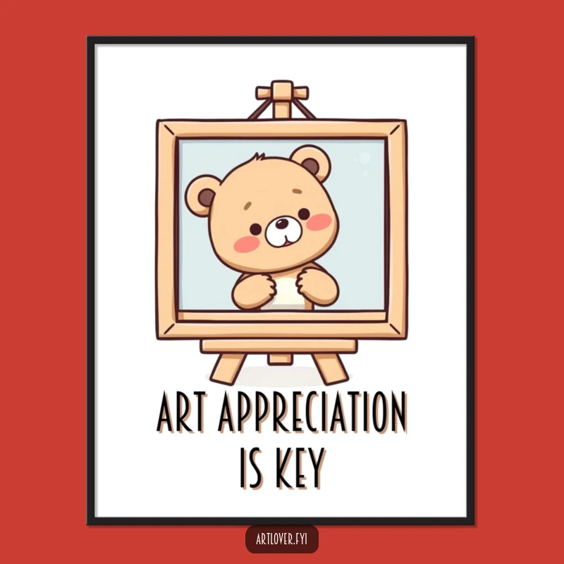 Free Printable Wall Art: Bear Cub Art Admirer - Funny Downloadable Decor
