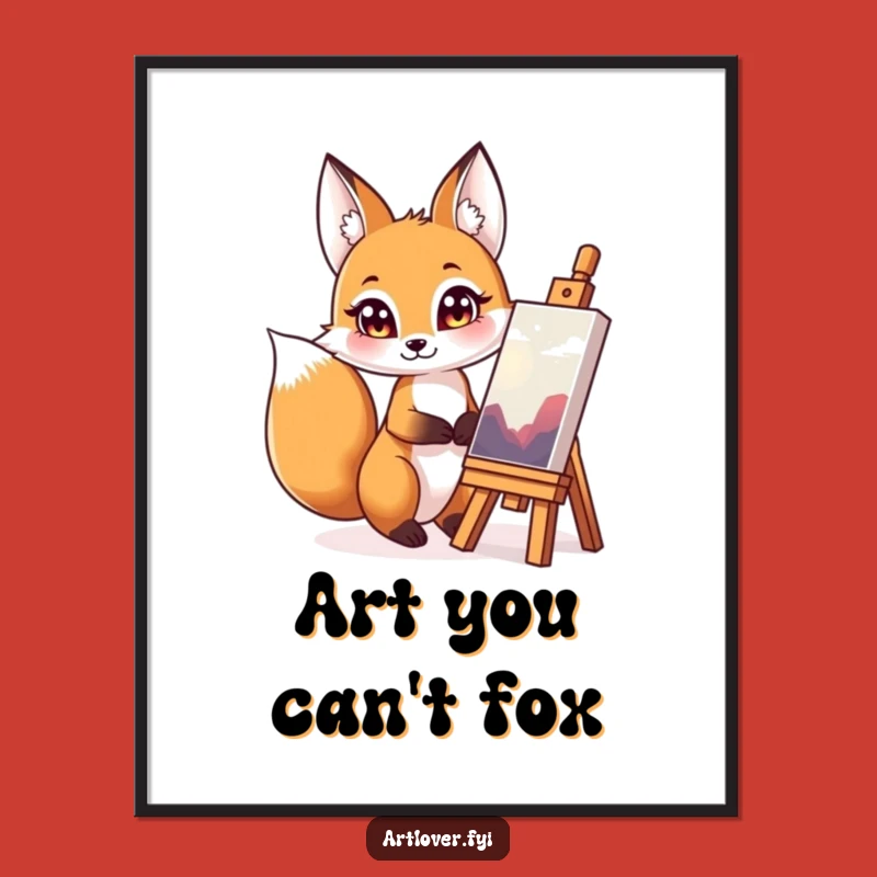 Funny Free Printable Wall Art: Curious Fox Adoring Masterpiece Downloadable Decor