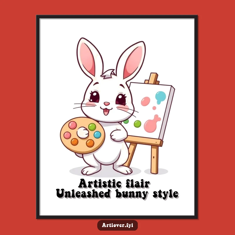 Funny Free Printable Wall Art: Playful Rabbit Artist, Whimsical Downloadable Decor