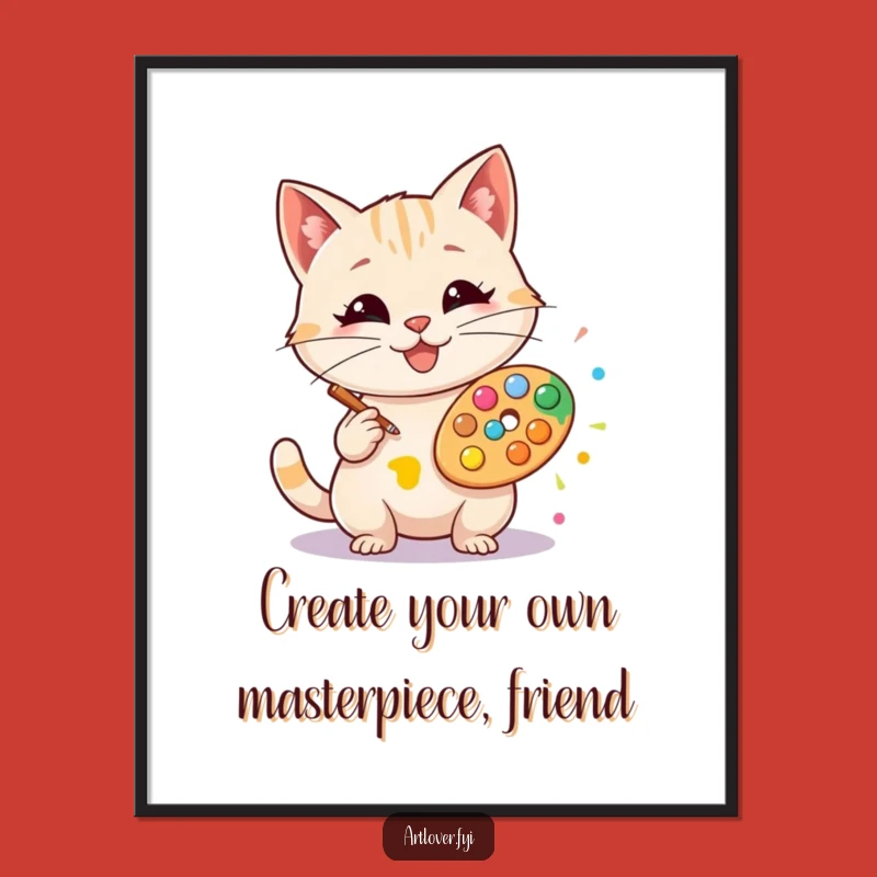 Free Printable Wall Art: Artistic Cat! Funny Downloadable Decor for Creative Corners