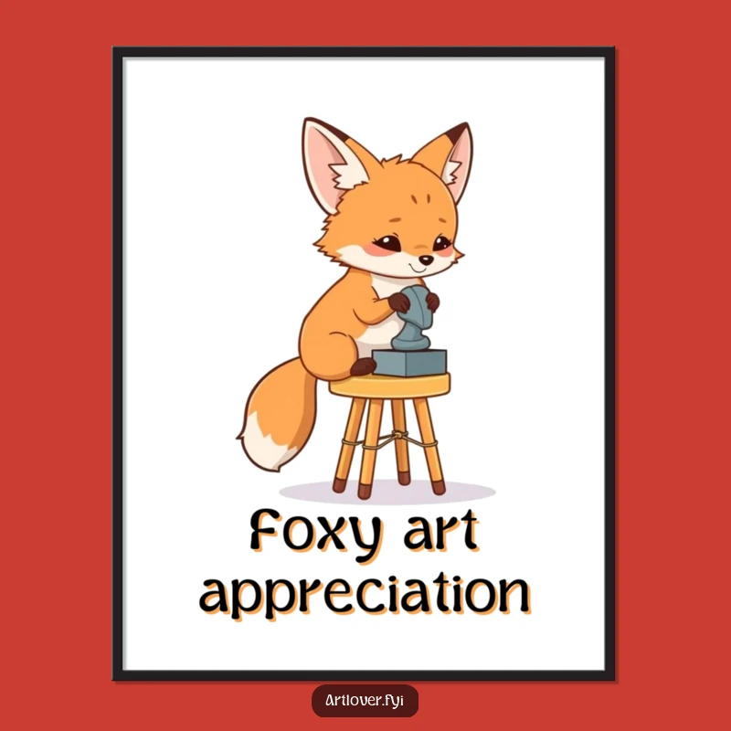 Free Printable Fox Art Critic Wall Art: Funny Sculpture Viewer Downloadable Artwork