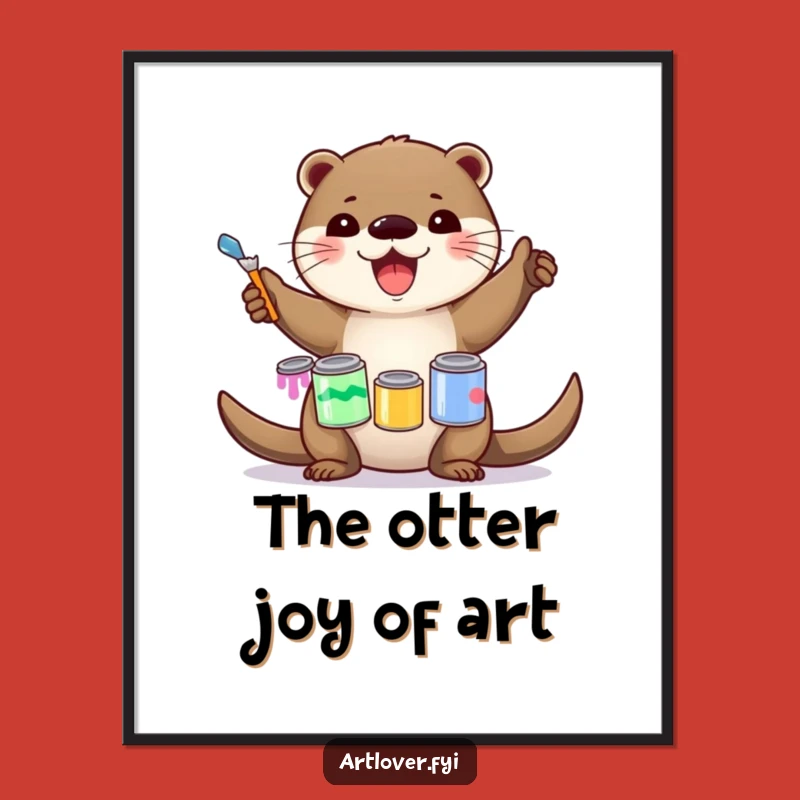Funny Free Printable Otter Artist Wall Art: Whimsical DIY Downloadable Decor for Studios