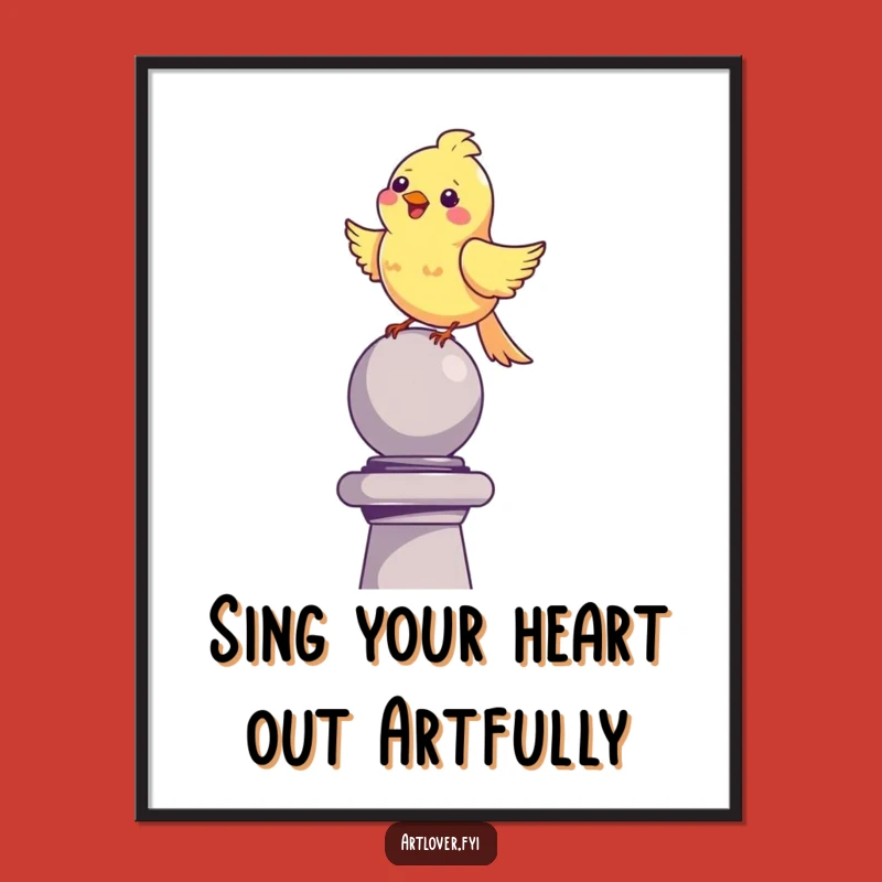 Funny Free Printable Wall Art: Happy Bird Perched, Downloadable Home Decor Gift