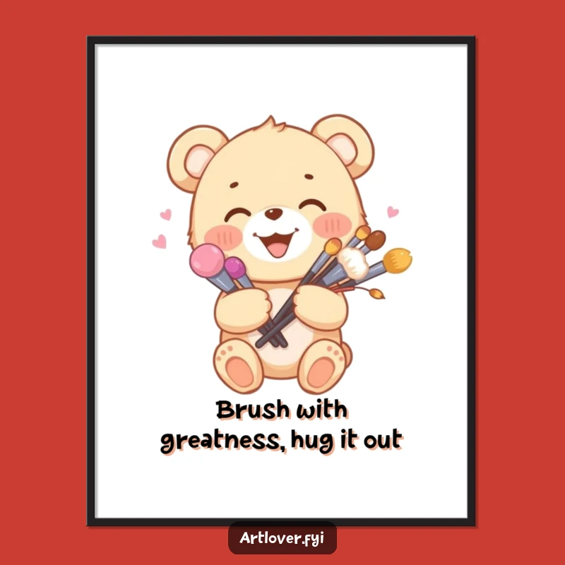 Funny Free Printable Wall Art: Joyful Bear Cub Artist Downloadable Art Gift!