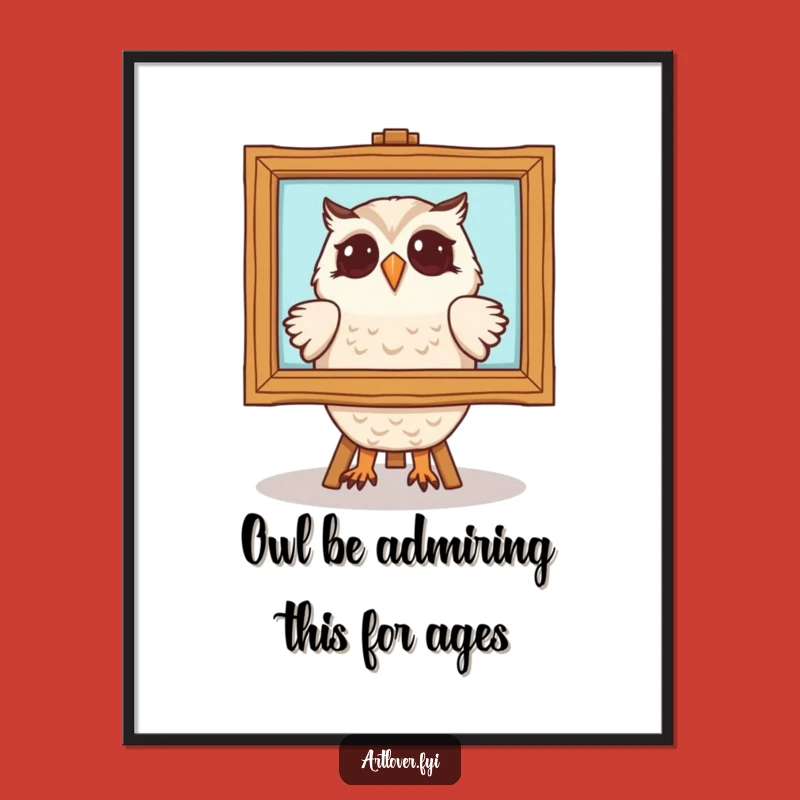 Funny Free Printable Wall Art: Owl Admiring Art for a Stylish Downloadable Gift