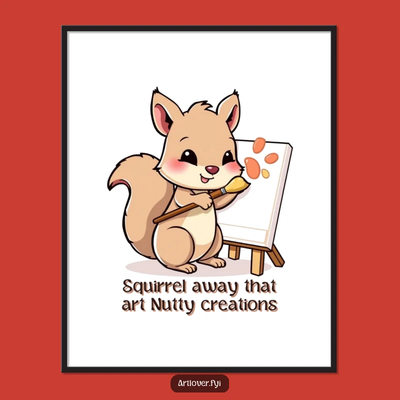 Funny Free Printable Wall Art: Squirrel Painter Character, Artistic Decor, Quirky Download