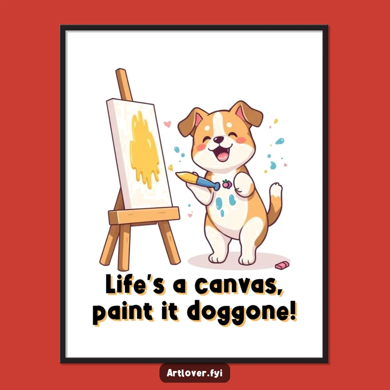Free Printable Dog Art Wall Art - Splashy Canine Masterpiece Downloadable