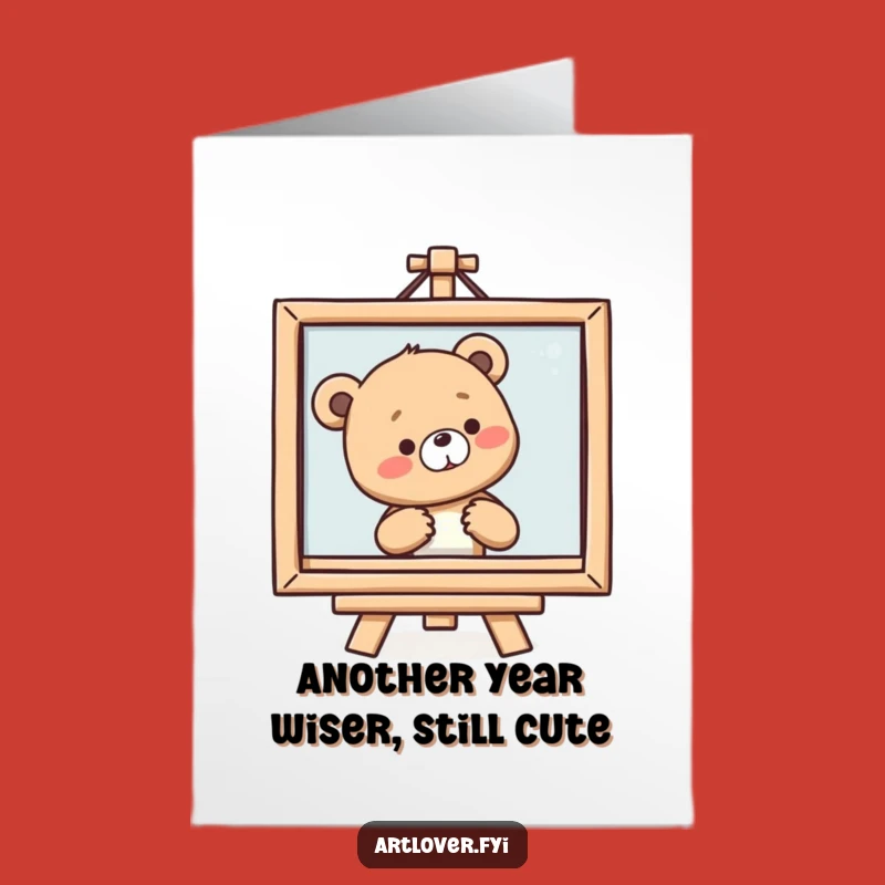 Free Printable Birthday Card: Bear Cub Art Lover - Funny Downloadable Gift