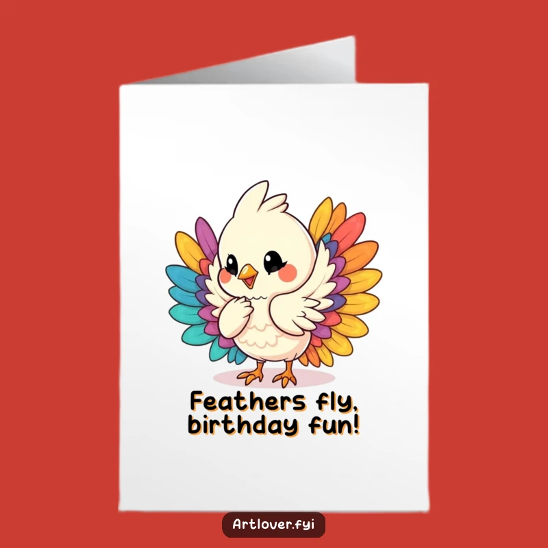 Free Printable Birthday Card: Funny Bird Arranging Feathers, Downloadable DIY Gift