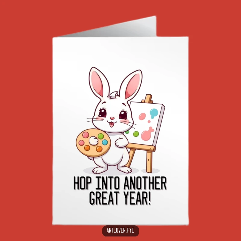 Free Printable Birthday Card: Playful Artist Rabbit, Hilarious DIY Downloadable Gift