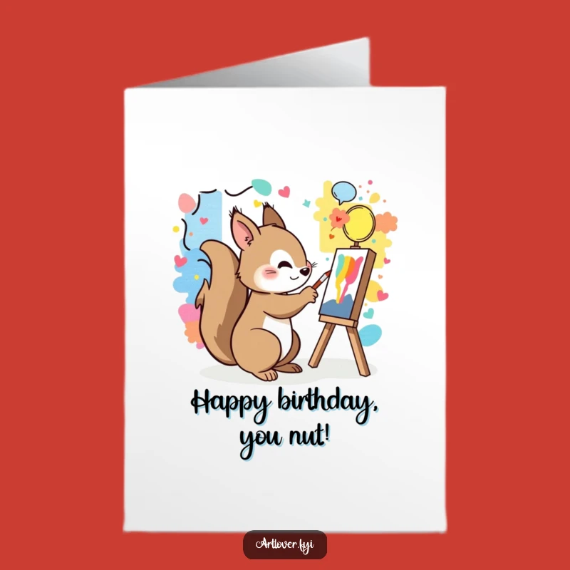 Free Printable Birthday Card: Squirrel Artist - Colorful Wishes!