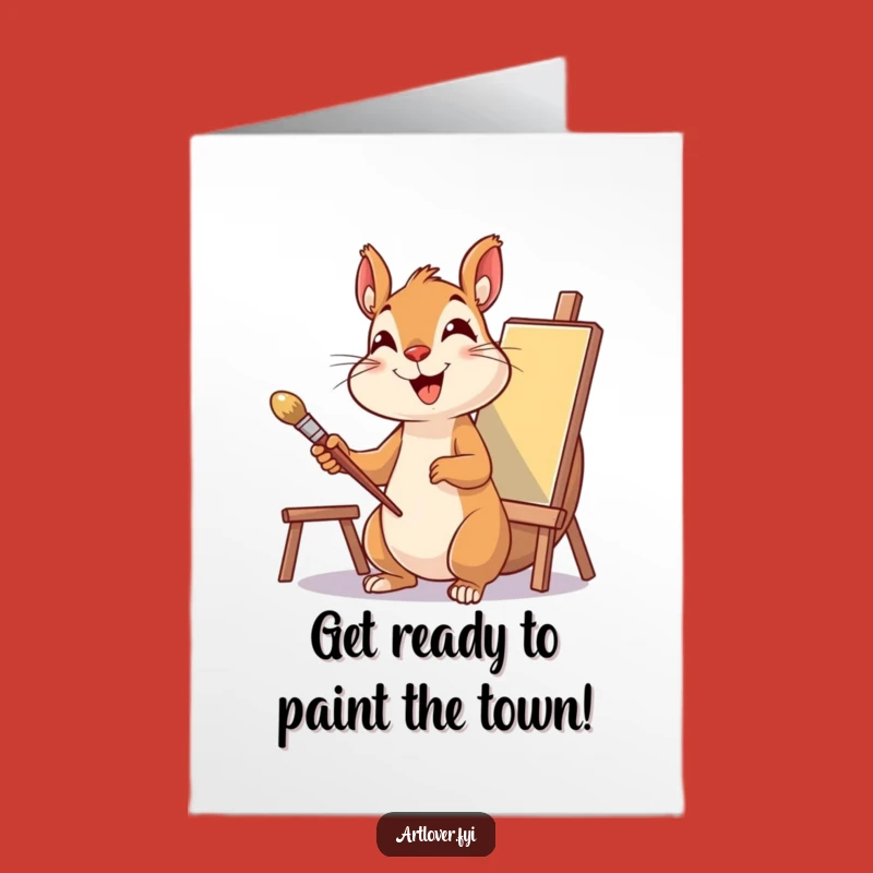 Free Printable Birthday Card: Squirrel Artist - Funny Downloadable Gift