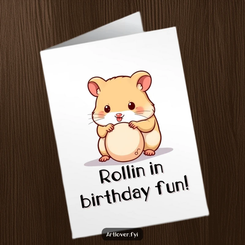Funny Free Printable Hamster Sculptor Birthday Card: A cute hamster intently sculpting a small ball of clay with great concentration.