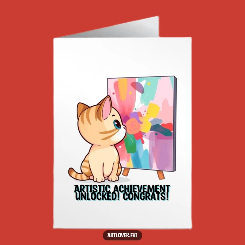 Free Printable Congrats Card: Curious Cat Appreciates Art, Funny Downloadable Gift