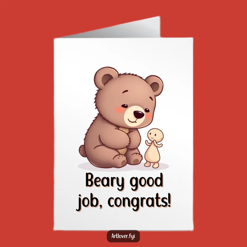 Free Printable Bear Cub Artist Congratulations Card: Funny Clay Figure Admirer Downloadable Gift