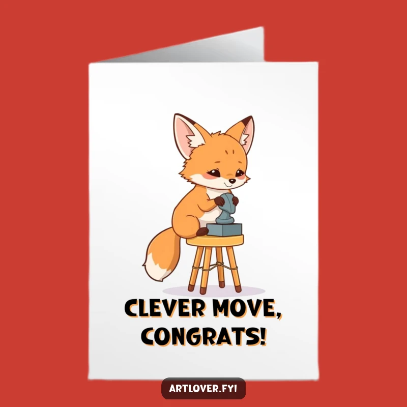 Free Printable Fox Art Critic Congratulations Card: Funny Sculpture Viewer Downloadable Gift