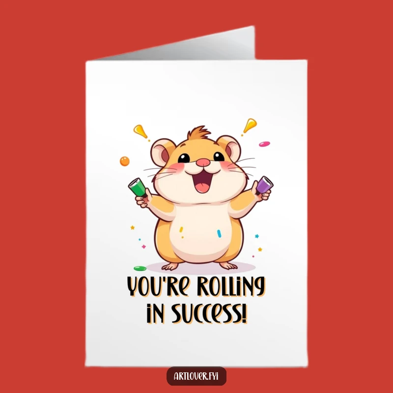 Free Printable Congrats Card: Hamster Juggling Colors for a Vibrant Downloadable Gift