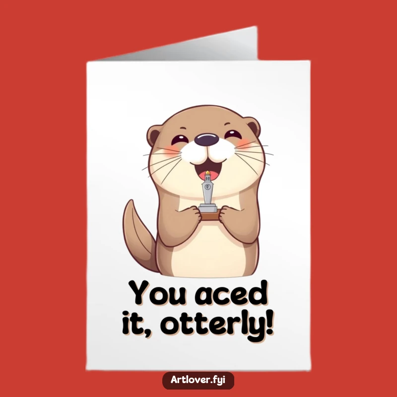 Free Printable Congrats Card: Joyful Otter's Balancing Act Hilarious Downloadable Greeting