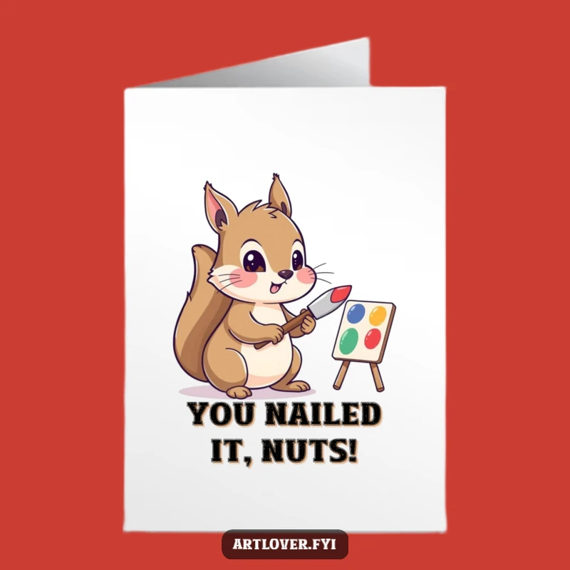 Free Printable Congratulations Card: Squirrel Artist Celebrates Success, Ideal DIY Downloadable Gift
