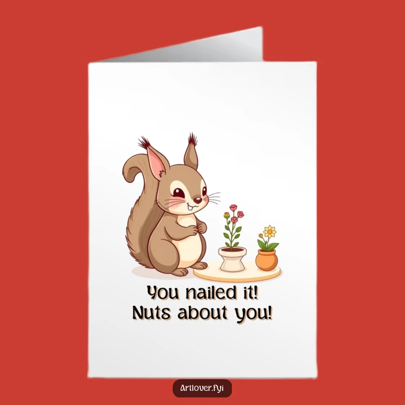 Free Printable Congrats Card: Squirrel Art Critic, Funny DIY Downloadable