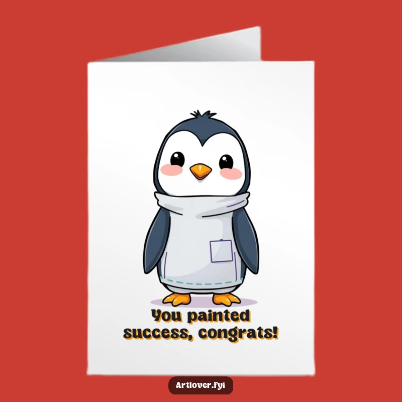 Free Printable Congrats Card: Witty Penguin Artist Celebrates Big Wins - Print at Home