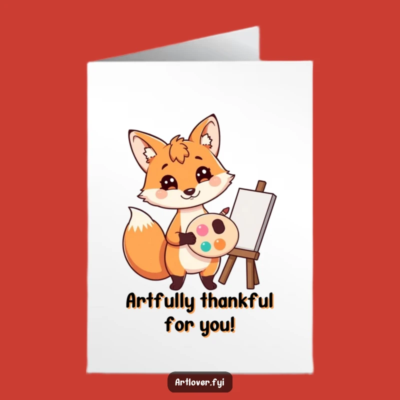 Free Printable Fox Artist Thank You Card - Funny Painter Pup Downloadable Gift