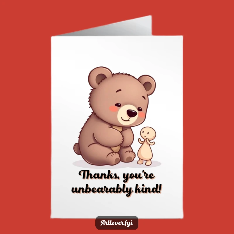 Free Printable Bear Cub Artist Thank You Card: Funny Clay Figure Admirer Downloadable Gift