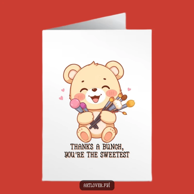 Free Printable Thank You Card: Bear Cub Artist Funny Downloadable Gift!