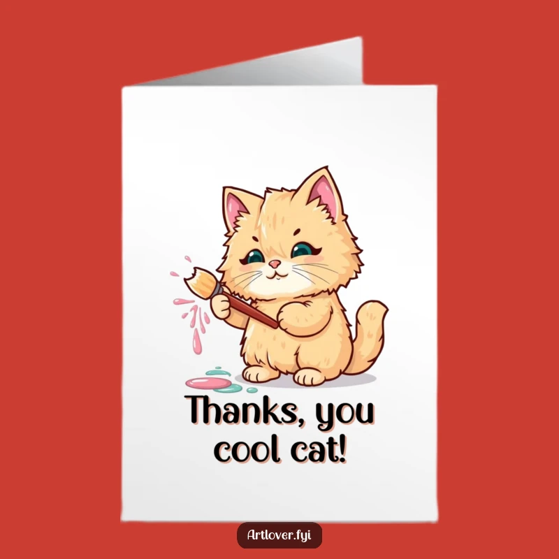Free Printable Thank You Card: Messy Cat Artist - Grateful Splatter!