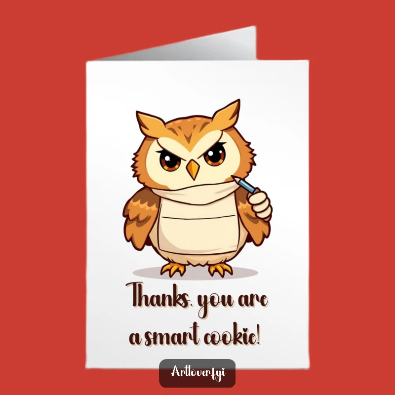 Free Printable Thank You Card: Owl Artist Expresses Thanks, Perfect DIY Downloadable Gift